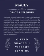 Macey custom name meaning print in navy blue
