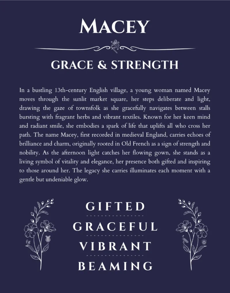 Macey custom name meaning print in navy blue