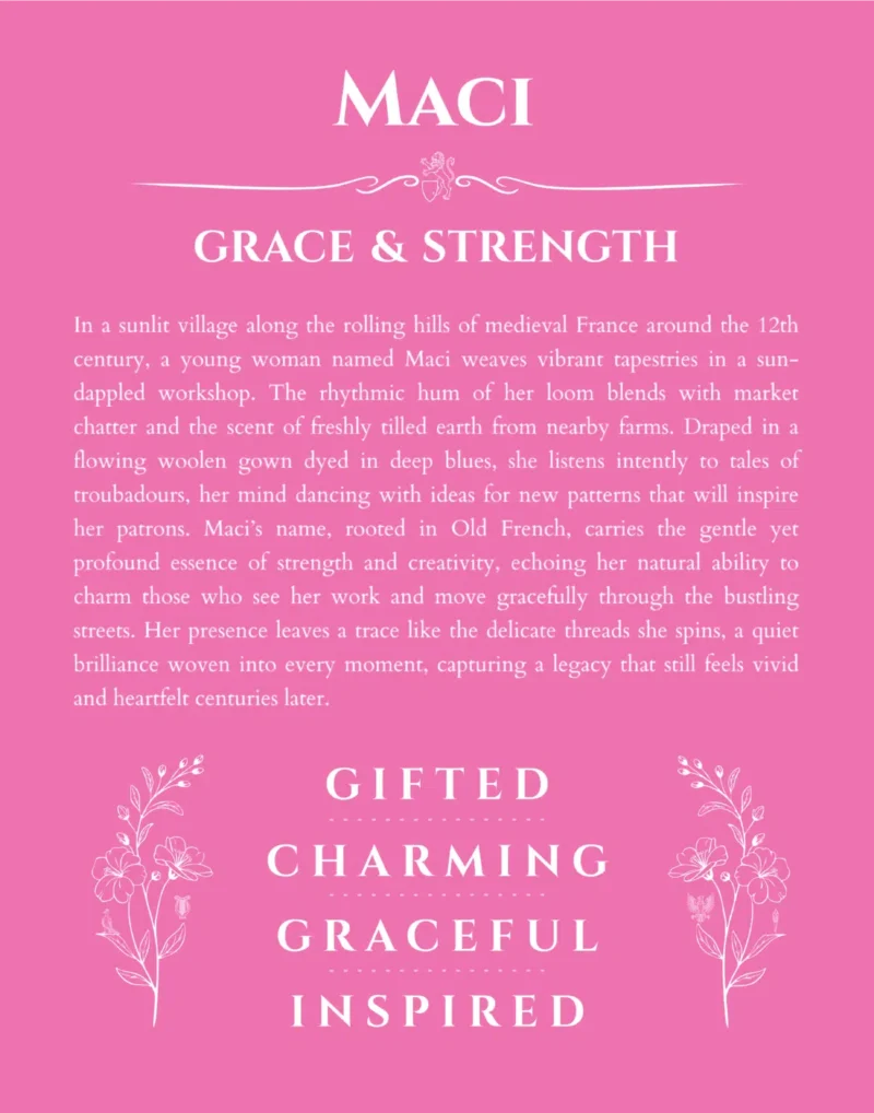 Maci personalized name meaning print in pink