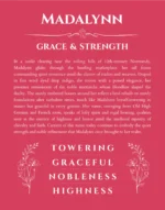 Madalynn personalized name print with origin and traits in red