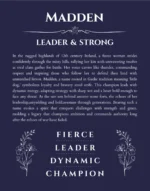 Madden personalized name meaning print in navy blue