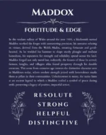Maddox personalized name print with origin and traits in navy blue