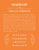 Madelin personalized name art with origin story in orange
