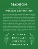 Madison custom name art showing meaning and origin in dark green