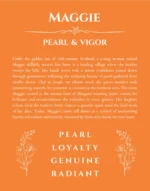 Maggie custom name art showing meaning and origin in orange