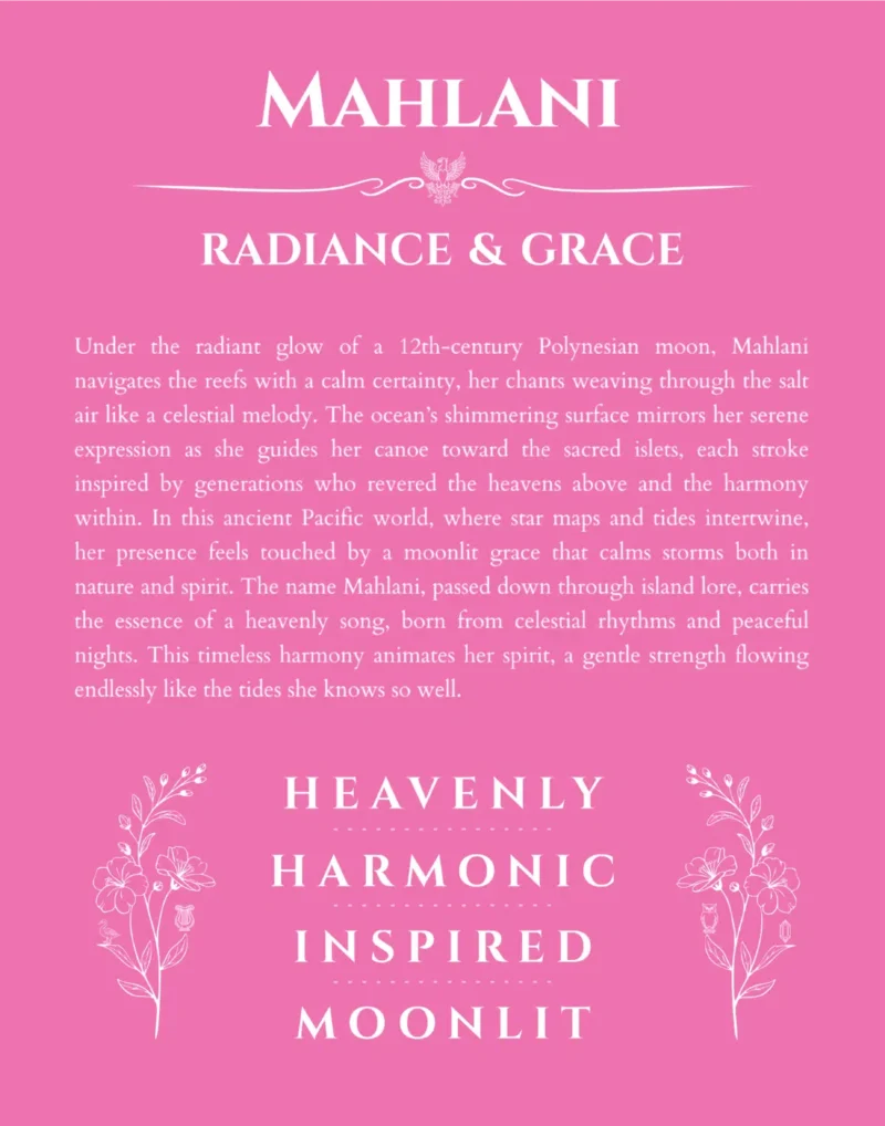 Mahlani name meaning gift print in pink