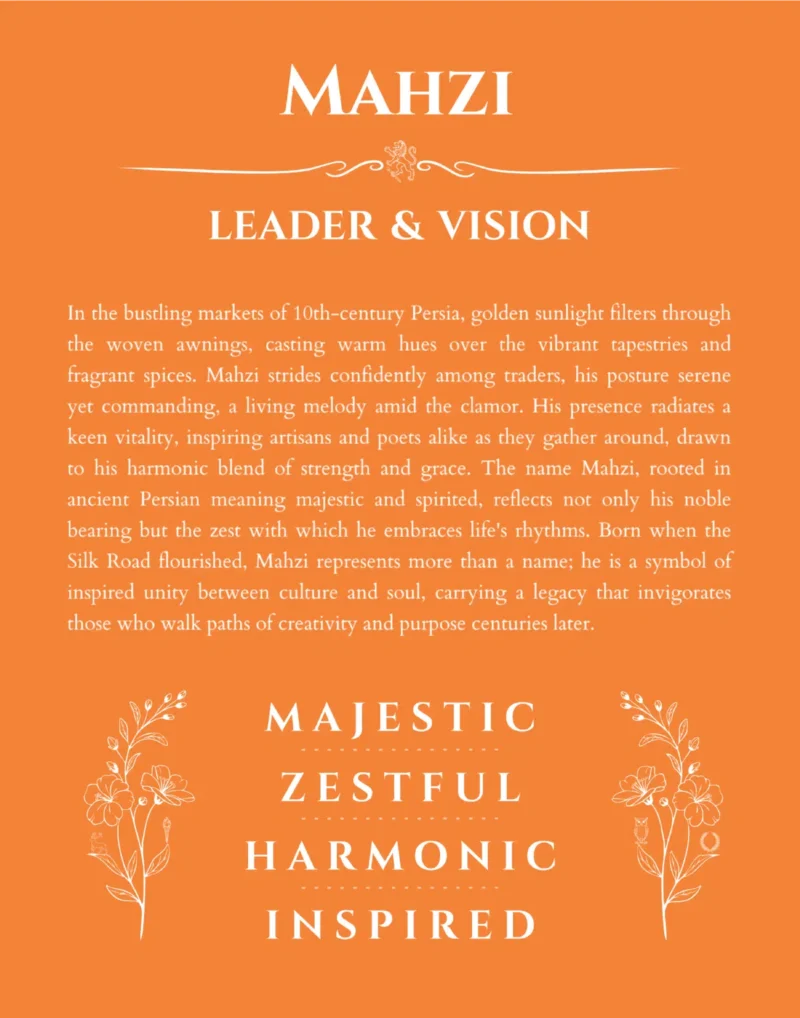 Mahzi custom name print for wall display in orange