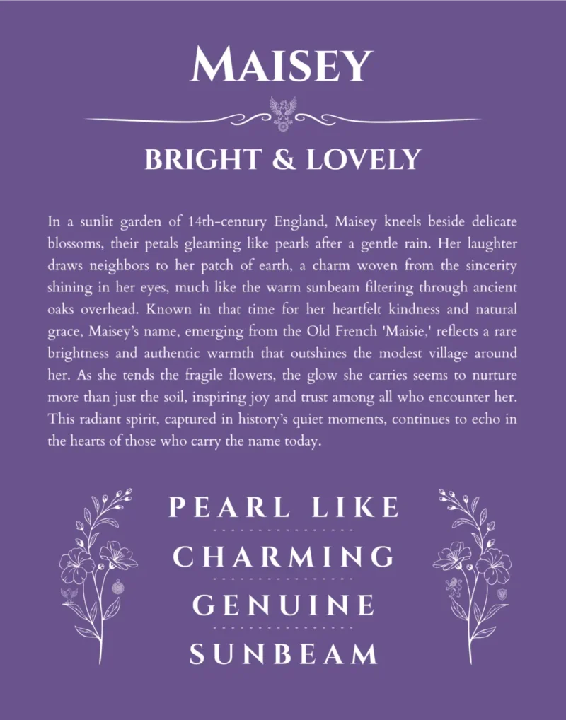 Maisey personalized name meaning print in purple