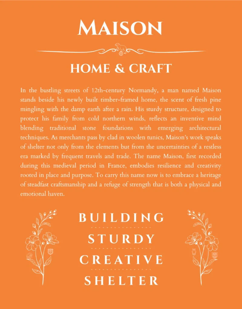 Maison custom name meaning print in orange