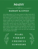 Maisy custom name print for wall display in dark green