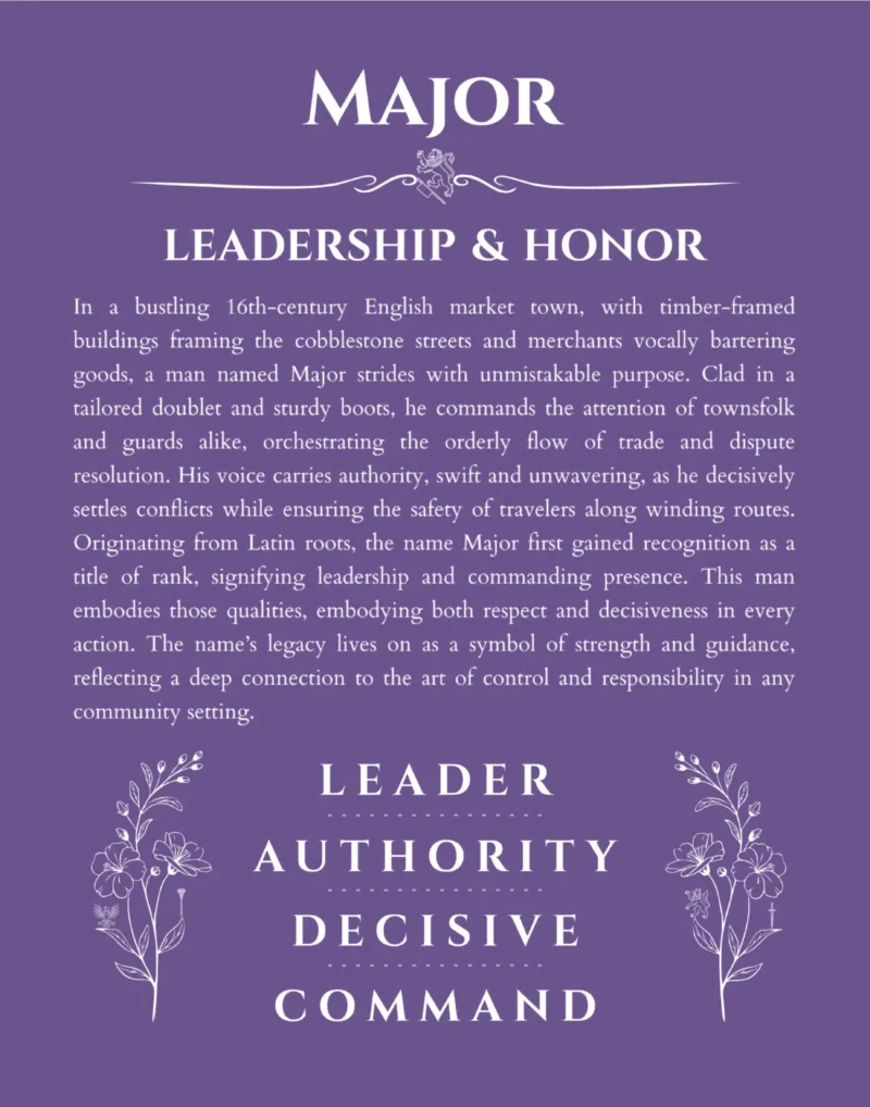 Major personalized name meaning print in purple