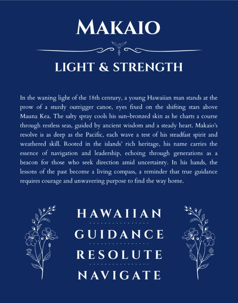 Makaio custom name meaning print in deep blue