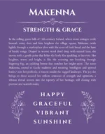 Makenna custom name art showing meaning and origin in purple