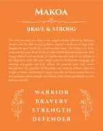 Makoa personalized name art with origin story in orange