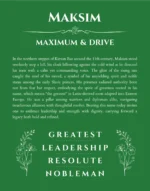 Maksim custom name meaning print in dark green