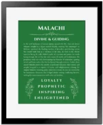Malachi custom name print for wall display in dark green with black matte frame