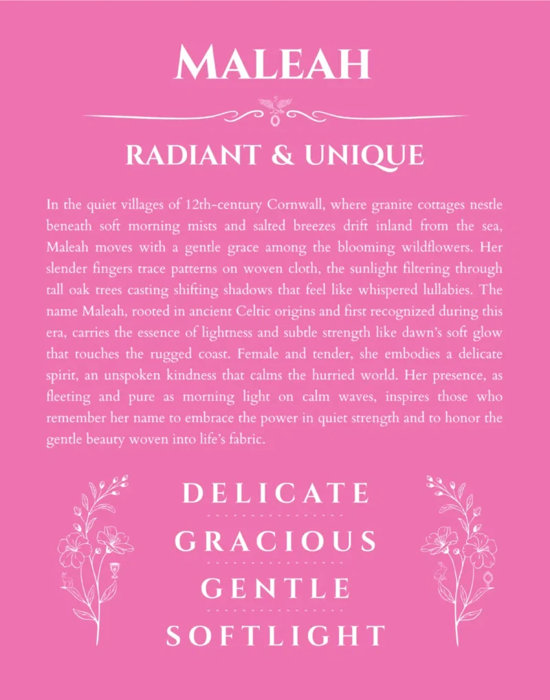 Maleah personalized name meaning print in pink