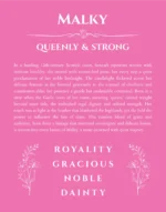 Malky personalized name print with origin and traits in pink