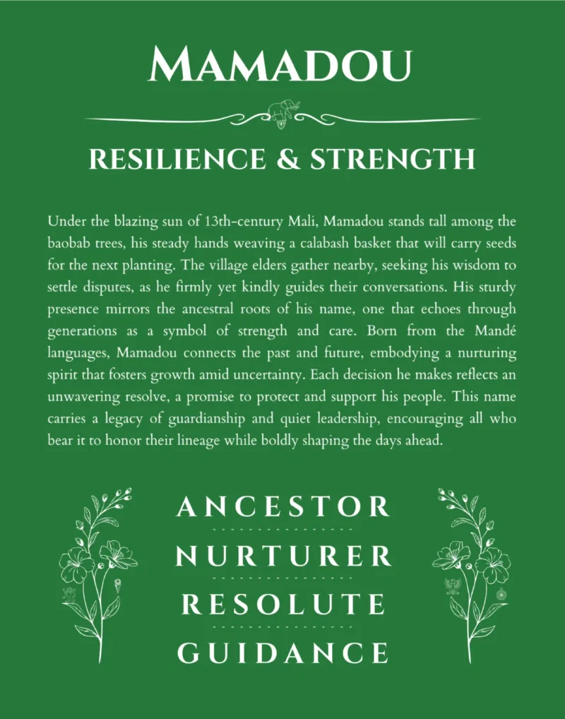Mamadou custom name meaning print in dark green