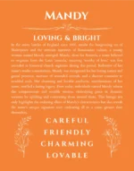 Mandy personalized wall art with the story of your name in orange