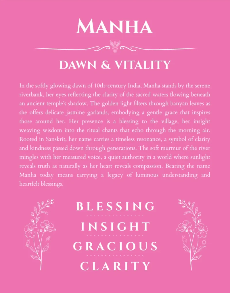 Manha custom name print for wall display in pink