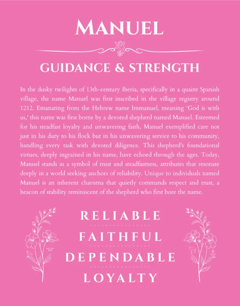Manuel custom name meaning print in pink