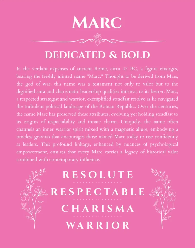 Marc personalized wall art with the story of your name in pink