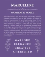 Marceline personalized name art with origin story in purple