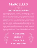 Marcellus custom name art showing meaning and origin in pink