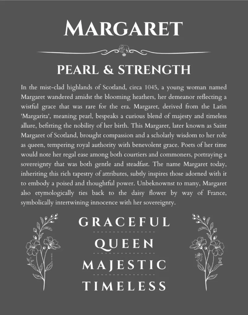 Margaret name meaning wall art by Get Your Story in gray