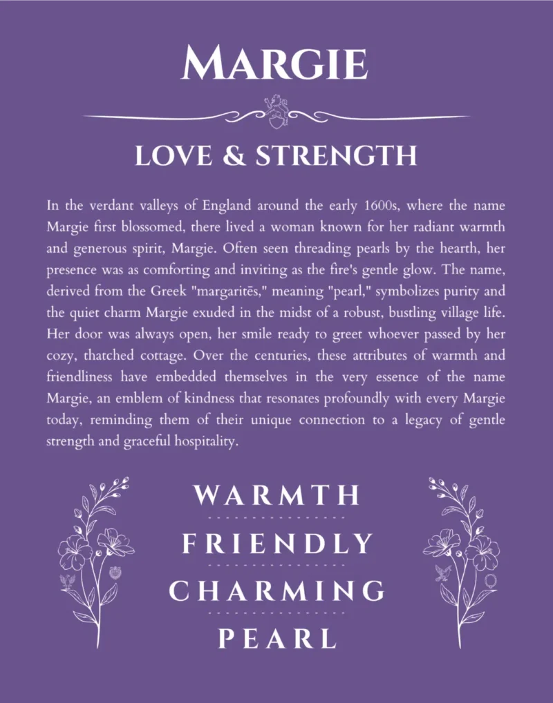 Margie custom name print for wall display in purple
