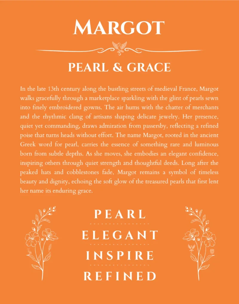 Margot name meaning gift print in orange