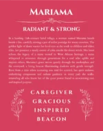 Mariama name origin print with meaning and traits in red