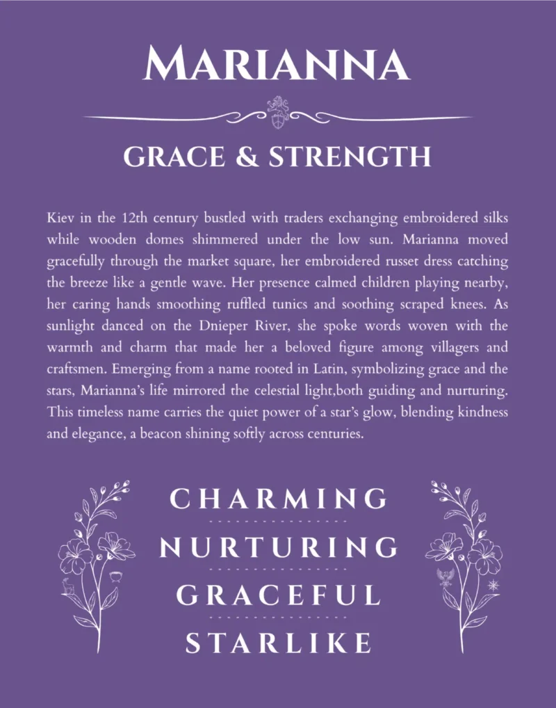 Marianna custom name meaning print in purple