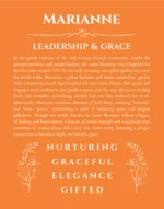 Marianne personalized name print with origin and traits in orange