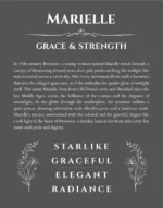 Marielle custom name art showing meaning and origin in gray