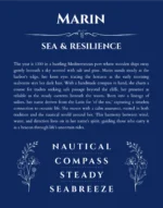 Marin personalized name art with origin story in deep blue