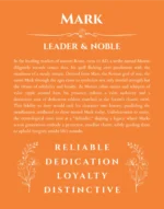 Mark name origin print with meaning and traits in orange