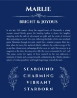 Marlie custom name art showing meaning and origin in deep blue