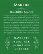 Marlin name origin print with meaning and traits in dark green