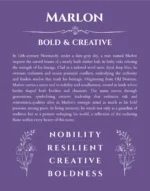 Marlon custom name art showing meaning and origin in purple