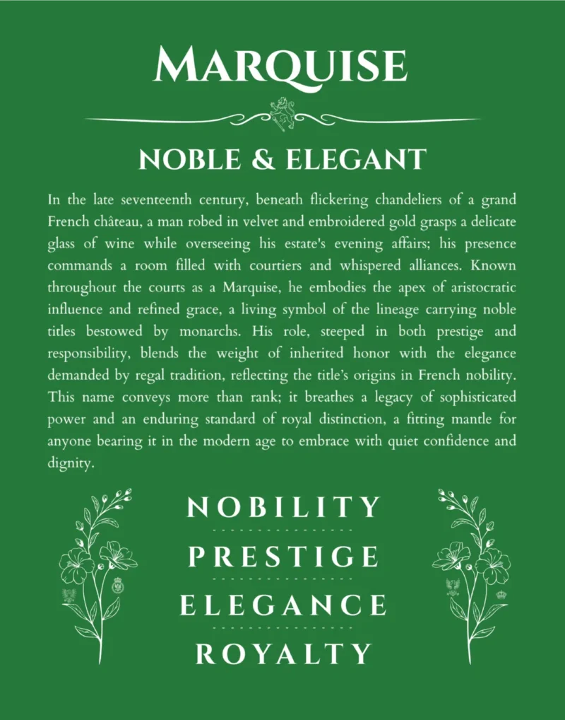 Marquise custom name meaning print in dark green