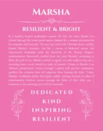 Marsha personalized name meaning print in pink