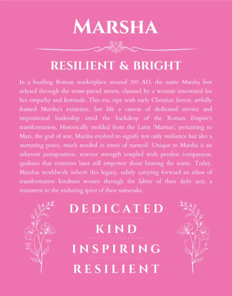 Marsha personalized name meaning print in pink