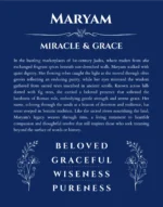 Maryam personalized name print with origin and traits in deep blue