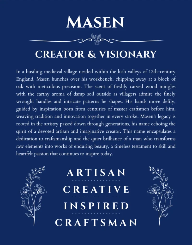 Masen custom name meaning print in deep blue