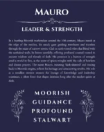 Mauro personalized name print with origin and traits in navy blue