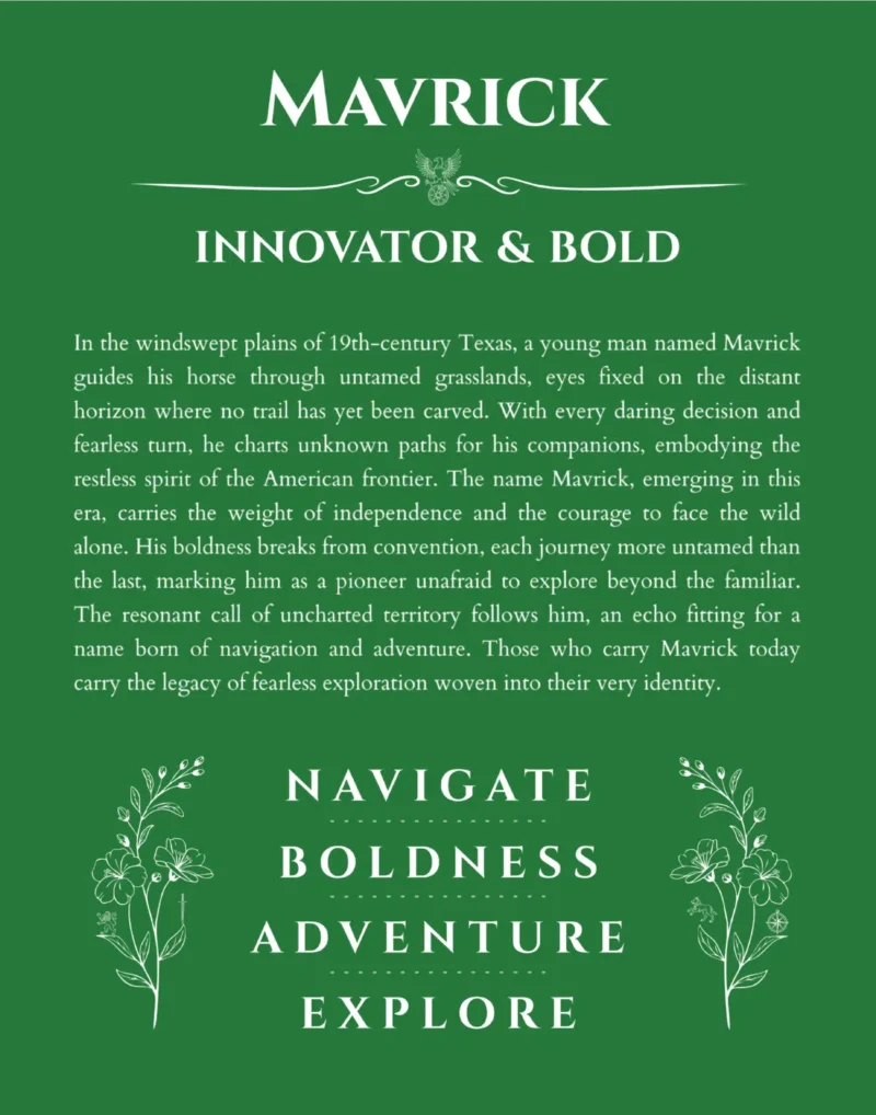 Mavrick name meaning gift print in dark green