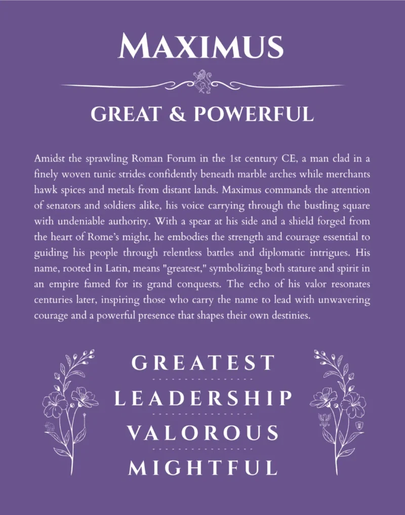 Maximus custom name print for wall display in purple