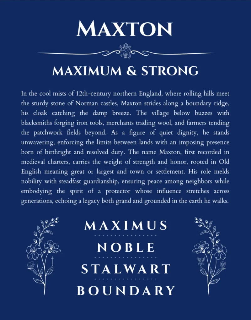 Maxton custom name print for wall display in deep blue